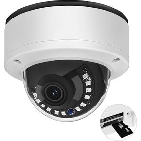 8MP Small Size Vandal Proof PoE IP Camera,4K Security Dome Camera 110°Wide Angle Lens,Built in SD Solt(Up to 512G),2 Way Talk,Color Night Vision,AI Human&Vehicle Detection,IP66(NOT PTZ)