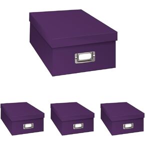 Pioneer B-1 Photo/Video Storage Box - Holds over 1,100 Photos up to 4x6" or 10 VHS Videos, Solid Color: Bright Purple. (Pack of 4)
