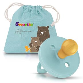 SWEETIE Rubber Pacifier Natural Rubber Pacifier Rounded Turquoise Medium 6-12 Month