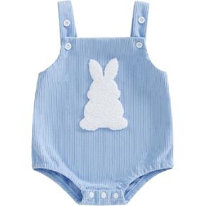 My First Easter Baby Girl Boy Outfit Bunny Embroidery Spring Overall Romper Newborn Infant Baby Easter Clothes