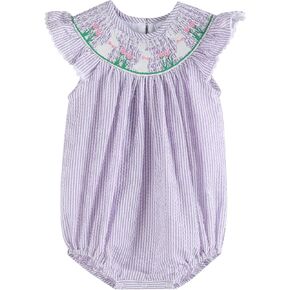 Girls Baby and Toddler Smocked Ruffle Romper