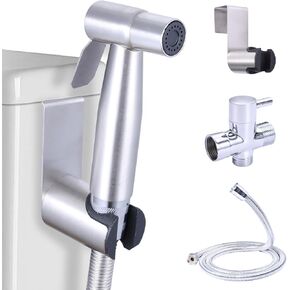 Handheld Bidet Sprayer for Toilet, Jet Spray Bidet Faucet for Cloth Diaper and Feminine Wash, Muslim Shower Bidet Attachment Toilet Hose Sprayer Kit (Black)