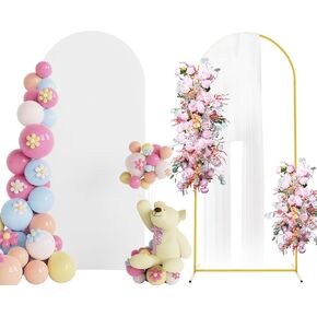 Putros 6ft Wedding Metal Arch and Arch Cover Set Nude Pink Spandex Fitted Arch Cover with Round Top Chiara Backdrop Stand for Wedding Birthday Party Baby Shower Decoration