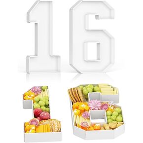 Cardboard Number for Charcuterie, 13.7" Cardboard Number 0 Fillable Number for Food Paper Mache Number Boxes for Cupcake Sweet Candy Birthday Anniversary Party Decorations