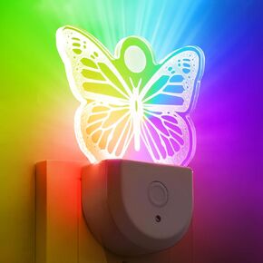 2 Pcs Night Light for Kids Night Light Plug into Wall Fairy LED Dusk to Dawn 6 RGB Cloros Change Nightlight for Children Girl Bedroom Decor Christmas Birthday Gifts