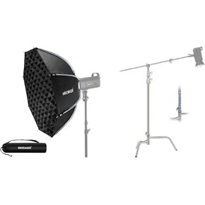 NEEWER NS35P 35"/90cm Octagonal Softbox, Quick Release Bowens Mount Softbox with Honeycomb Grid, Light Diffusers, Bag for RGB CB60 CB60B CB200B MS60B MS60C MS150B, SC320Q Heavy Duty C Stand Included