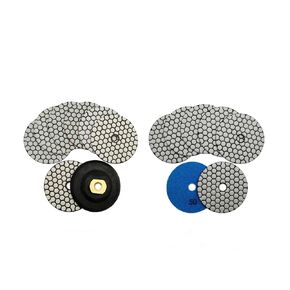 SHDIATOOL Dry Diamond Polishing Pads 4 Inch Set of 7 Pieces Plus a Rubber Backer for Granite Marble