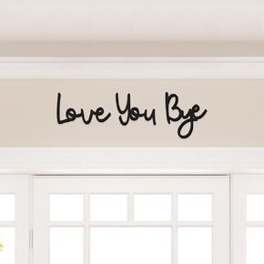 Love You Bye Wood Signs, Wooden Sign Hanging Home Decor Boho Wall Decoration Express Love and Warm for Your Family Wall Art Ornaments for Hallway Entryway Wall Front Door (Black)