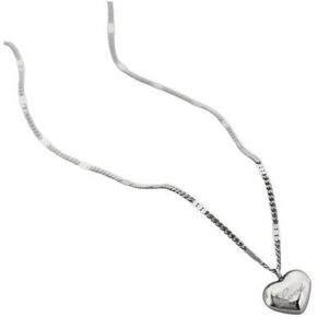 18K yellow gold plated Love engraved heart pendant necklace with 15.5 inch Cuban link chain