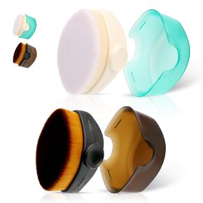 Yoseng Kids Sunscreen Brush 2-Pack with Protective Caps | Soft Kabuki Face Applicator for Baby & Adults | Multi-Use for Liquid Foundation, Powder, Cream (Hypoallergenic & Travel-Friendly)