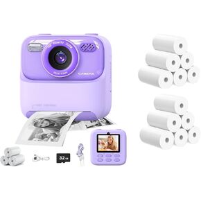 Instant Print Camera with 15 Rolls Print Paper