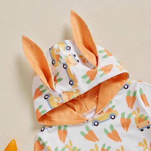 My First Easter Baby Boy Outfit Carrot/Bunny Print Sleeveless Hooded Romper Jumpsuit Newborn Baby Easter Clothes in Saudi Arabia