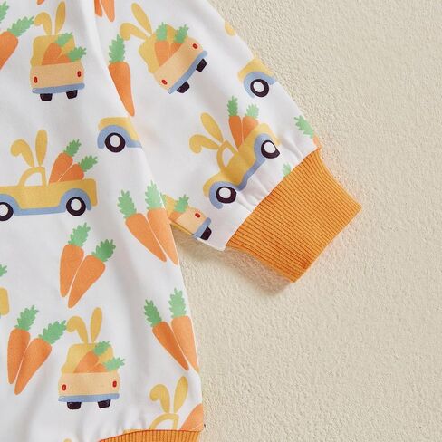 My First Easter Baby Boy Outfit Carrot/Bunny Print Sleeveless Hooded Romper Jumpsuit Newborn Baby Easter Clothes in Saudi Arabia