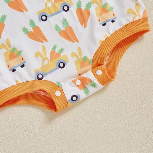 My First Easter Baby Boy Outfit Carrot/Bunny Print Sleeveless Hooded Romper Jumpsuit Newborn Baby Easter Clothes in Saudi Arabia