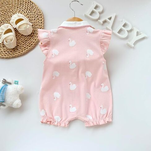 Baby Girl Romper Cute Cartoon Printed Short Sleeve One-Piece Romper Infant Summer Clothes 100% Cotton Jumpsuit in Kuwait