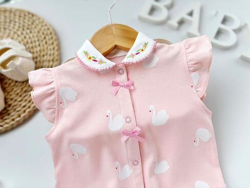 Baby Girl Romper Cute Cartoon Printed Short Sleeve One-Piece Romper Infant Summer Clothes 100% Cotton Jumpsuit in Kuwait