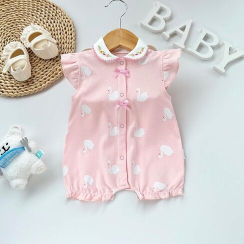 Baby Girl Romper Cute Cartoon Printed Short Sleeve One-Piece Romper Infant Summer Clothes 100% Cotton Jumpsuit in Kuwait