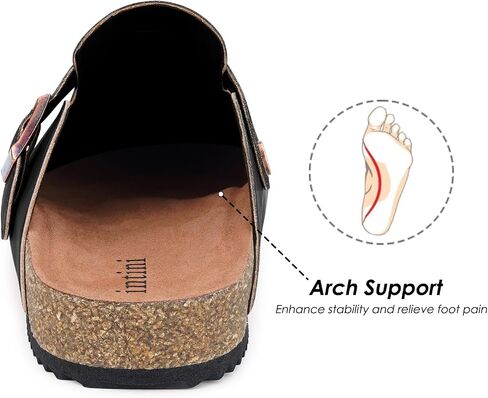 Womens Cork Footbed Clogs Mens PU Leather Mules with Arch Support Adjustable Buckle Comfort Slip On Potato Shoes Unisex Non-Slip Flat Sandals Indoor Outdoor in Saudi Arabia