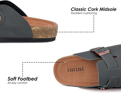 Womens Cork Footbed Clogs Mens PU Leather Mules with Arch Support Adjustable Buckle Comfort Slip On Potato Shoes Unisex Non-Slip Flat Sandals Indoor Outdoor in Saudi Arabia