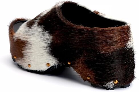 XOBZJH Long-Hair Calfskin Chunky Clog Slide for Women - Memory Foam Luxury Slip on Shoes Women's Mules & Platform Clogs,Designer Mules for Women 2024 in Kuwait