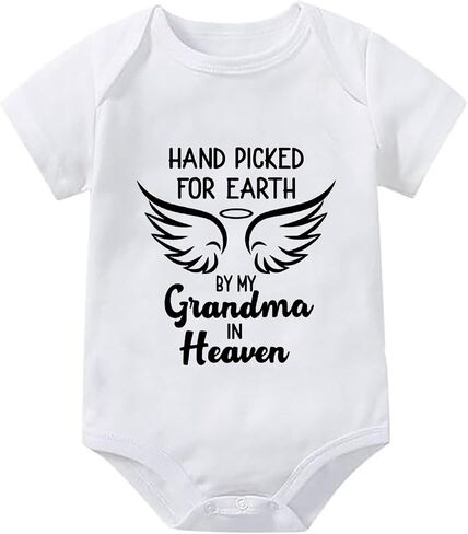 Hand Picked for Earth By My Grandma in Heaven Baby Outfit Short Sleeve Newborn Clothes in Saudi Arabia