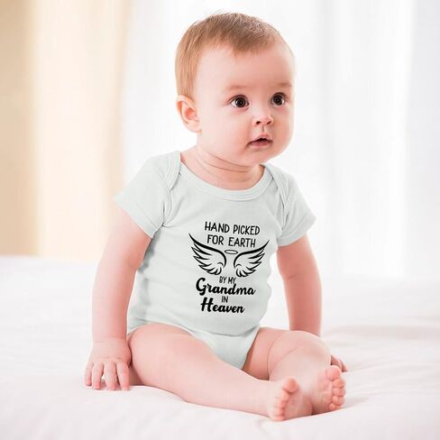 Hand Picked for Earth By My Grandma in Heaven Baby Outfit Short Sleeve Newborn Clothes in Saudi Arabia