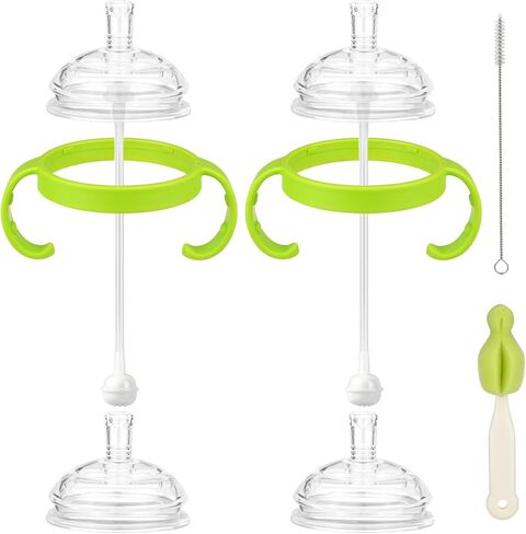 Straw Transition Cup Kit for Comotomo Baby Bottles, for 5 and 8 Ounce Bottles, Soft Silicone Straw Conversion Kit, 4 Straw Top Nipples, 2 Weighted Straw Attachments, 2 Handles and 2 Brushes in Saudi Arabia