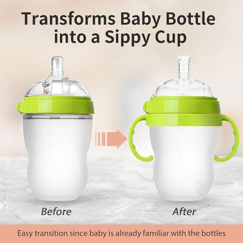Straw Transition Cup Kit for Comotomo Baby Bottles, for 5 and 8 Ounce Bottles, Soft Silicone Straw Conversion Kit, 4 Straw Top Nipples, 2 Weighted Straw Attachments, 2 Handles and 2 Brushes in Saudi Arabia