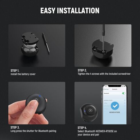 غلاف الحذاء البارد Neewer لـ PA045E قبضة مقبض مصراع Bluetooth (2 حزمة) ، واقي أحذية ABS + PC مع بطارية عملة معدنية CR2032 و phillips مفك البراغي ، RT005E in Kuwait