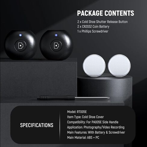 غلاف الحذاء البارد Neewer لـ PA045E قبضة مقبض مصراع Bluetooth (2 حزمة) ، واقي أحذية ABS + PC مع بطارية عملة معدنية CR2032 و phillips مفك البراغي ، RT005E in Kuwait