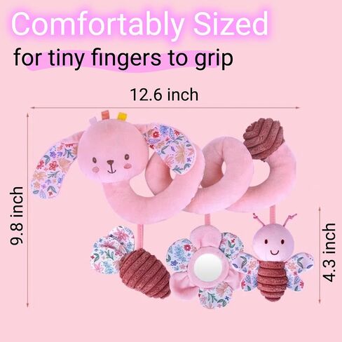 Spiral Car Seat Stroller Toy for Babies 0-6-12 Months, Baby Toys 0-3-4-5-6 Newborn Girl Shower Gifts, Carseat Hanging Sensory Toys for Infant Boy with Rattle, Mirror, Easter Basket Stuffers in Kuwait
