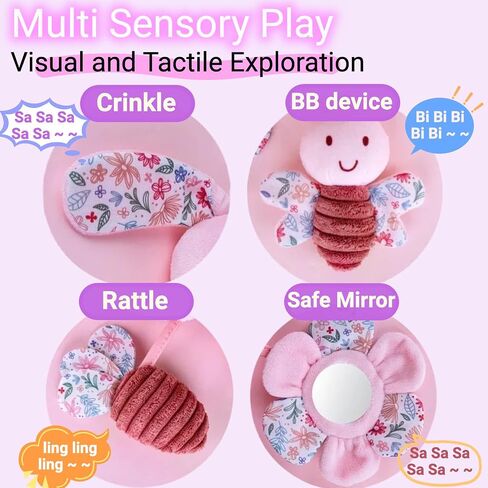 Spiral Car Seat Stroller Toy for Babies 0-6-12 Months, Baby Toys 0-3-4-5-6 Newborn Girl Shower Gifts, Carseat Hanging Sensory Toys for Infant Boy with Rattle, Mirror, Easter Basket Stuffers in Kuwait