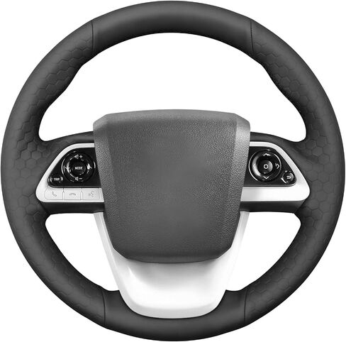 غطاء عجلة القيادة من الجلد من الألياف الدقيقة باللون الأسود من MEWANT لسيارة Toyota Prius 4 2016-2022 / Prius Prime 2017-2022 / Mirai 2016-2018 in Kuwait