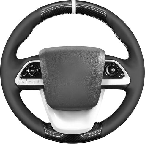 غطاء عجلة القيادة من الجلد من الألياف الدقيقة باللون الأسود من MEWANT لسيارة Toyota Prius 4 2016-2022 / Prius Prime 2017-2022 / Mirai 2016-2018 in Kuwait