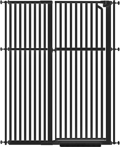 Senneny 63" Extra Tall Cat Gate Auto Close & One-Hand Open, Includes Extension Kits, No Drilling Pressure Mounted Kits and Wall Mounted Kits, Metal Pet Gate Fits Openings 33.4" to 37.4" Wide, White in Kuwait