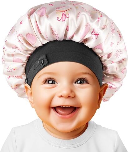 Baby Bonnet, Soft Silk Satin Bonnet for Girls Boys Infant, Double Layer & Wide Elastic Band Kids Sleeping Cap, Adjustable Blue Night Hat for Toddler Child Natural Hair Curly Hair in Saudi Arabia