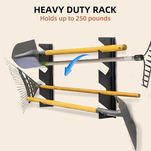 CZWL&HG Heavy-Duty Garden Tool Organizer Wall Mount – Garage Wall Storage Rack for Shovels, Rakes & Long-Handled Tools – Solid Steel, Holds 250 lbs in Kuwait