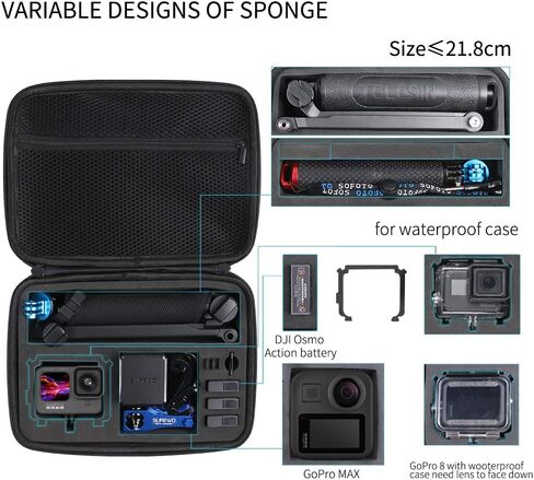 SUREWO Hard Carrying Case for GoPro Hero 13, Mini Hard Shell Carrying Case Travel Portable Storage Bag for GoPro Hero 12/11/10/9/8/7/6/5/4,DJI Osmo Action 3,AKASO,Campark,YI Action Camera and More in Saudi Arabia
