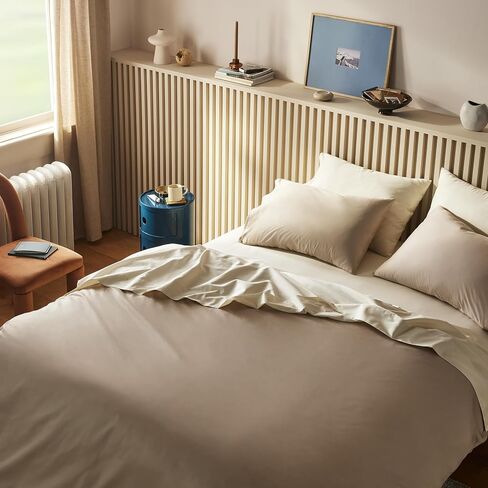 Brooklinen Sateen 4-Pc Sheet Set Luxury Softness - Queen, Pebble Stripe in Saudi Arabia