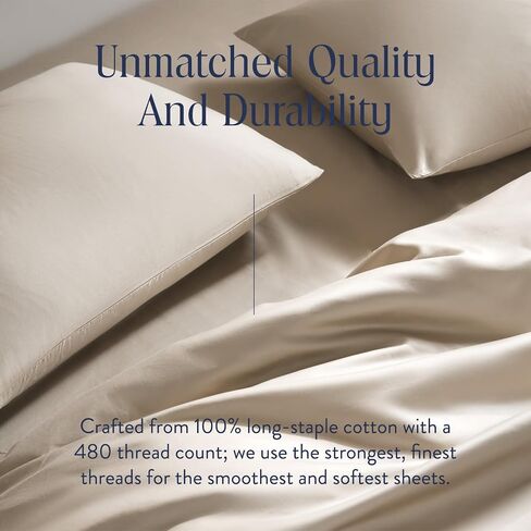 Brooklinen Sateen 4-Pc Sheet Set Luxury Softness - Queen, Pebble Stripe in Saudi Arabia