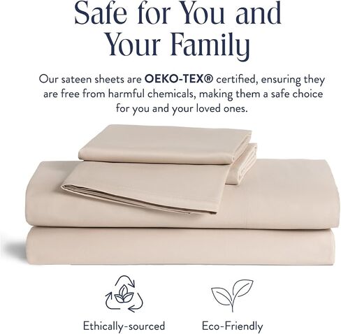 Brooklinen Sateen 4-Pc Sheet Set Luxury Softness - Queen, Pebble Stripe in Saudi Arabia