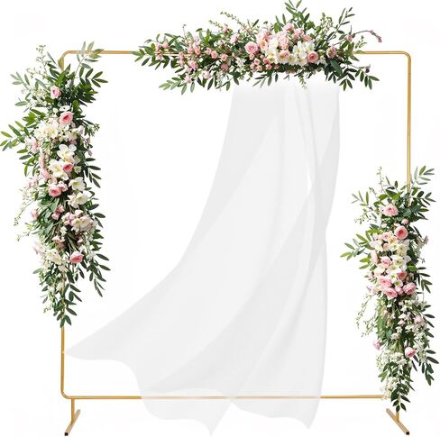 Liacere Wedding Arch Backdrop Stand, 6.6x6.6 FT Gold Wedding Arches for Ceremony Square Metal Balloon Arch Stand Garden Arbor Frame for Wedding Birthday Party Photo Booth Background Decoration in Kuwait