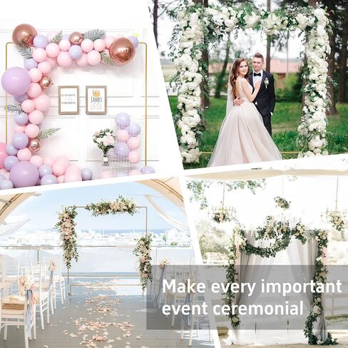 Liacere Wedding Arch Backdrop Stand, 6.6x6.6 FT Gold Wedding Arches for Ceremony Square Metal Balloon Arch Stand Garden Arbor Frame for Wedding Birthday Party Photo Booth Background Decoration in Kuwait