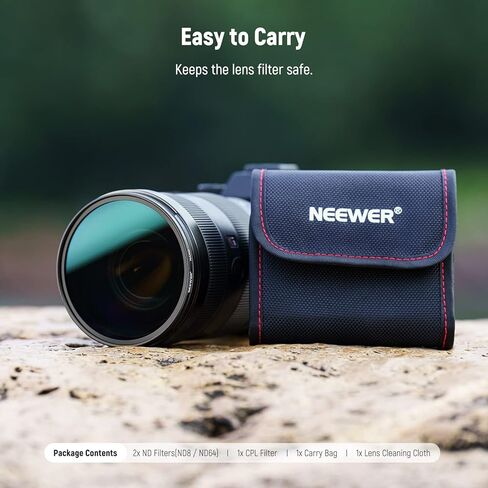 مجموعة مرشح العدسة Neewer 52 مم ND8 ND64 مجموعة مرشح CPL ， الكثافة المحايدة+مجموعة مرشح المستقطب الدائري مع 30 طبقة طلاء نانو/عالي الدقة من الزجاج البصري/طارد الماء/خدش/حقيبة فائقة النحافة/المرشح in Kuwait