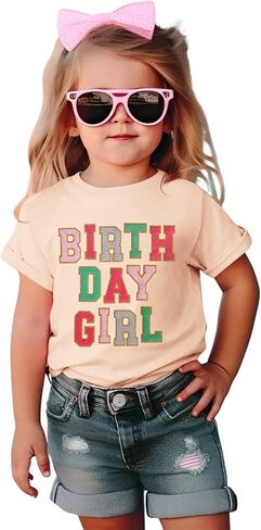 Izyjoy عيد ميلاد فتاة القمصان الصغيرة 2nd 3rd 4th الخامس 6th عيد ميلاد بريق التصحيح t-shirt bday الزي قصير الأكمام قمم تي شيرت in Saudi Arabia
