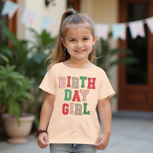 Izyjoy عيد ميلاد فتاة القمصان الصغيرة 2nd 3rd 4th الخامس 6th عيد ميلاد بريق التصحيح t-shirt bday الزي قصير الأكمام قمم تي شيرت in Saudi Arabia