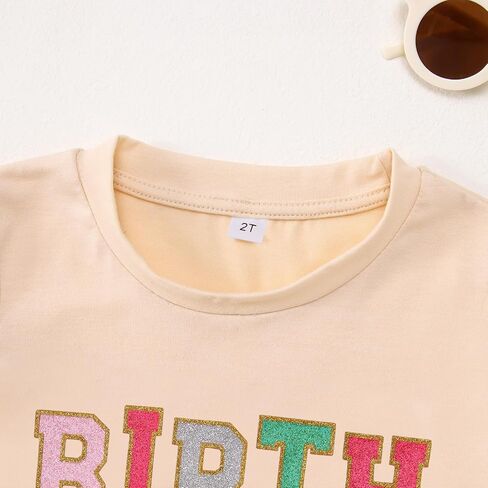 Izyjoy عيد ميلاد فتاة القمصان الصغيرة 2nd 3rd 4th الخامس 6th عيد ميلاد بريق التصحيح t-shirt bday الزي قصير الأكمام قمم تي شيرت in Saudi Arabia