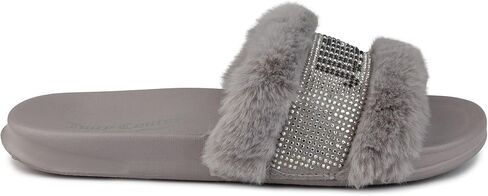 Juicy Couture Women's Fashionable Faux Fur Slide Sandals, Cozy Slip-On with EVA Sole for Indoor & Outdoor Slip-On in Saudi Arabia