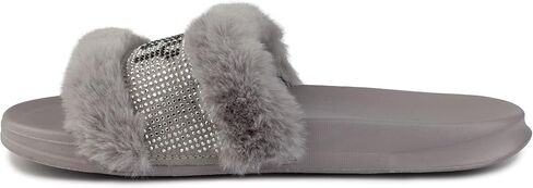 Juicy Couture Women's Fashionable Faux Fur Slide Sandals, Cozy Slip-On with EVA Sole for Indoor & Outdoor Slip-On in Saudi Arabia