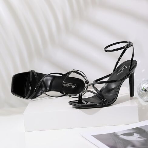 Mostrin Strappy Heels for Women Square Open Toe Lace Up Heeled Sandals Ankle Strap Sexy Stiletto High Heels for Party, Prom, Dating, Wedding in Saudi Arabia